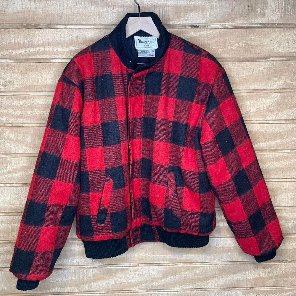 Vintage 90s Woodland Red Black Buffalo Plaid Jacket  Size: Medium
